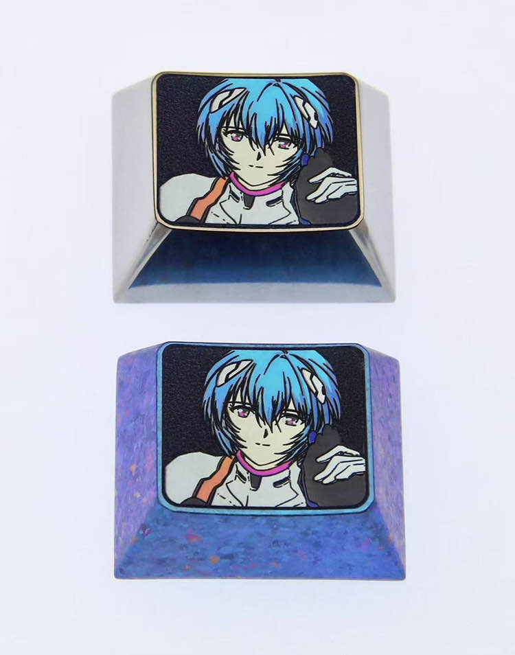 EVA, Ayanami Rei 1.25U titanium alloy personalized keycaps, metal peripheral decorative keycaps for anime characters