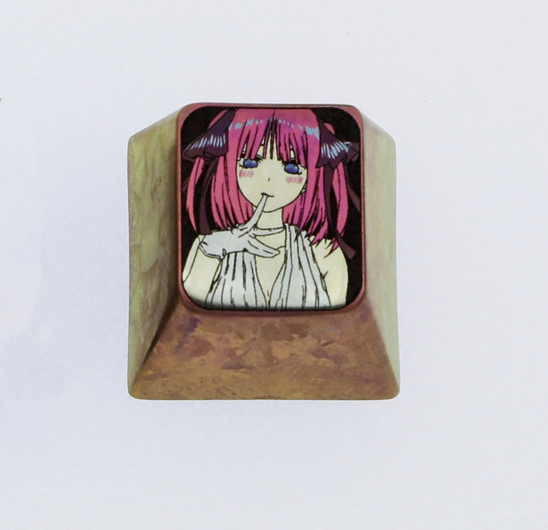 Nakano Nino， Colorful titanium alloy carved personalized keycaps, mechanical keyboard decorative keycaps.