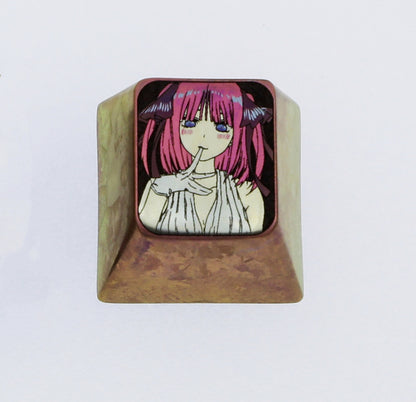 Nakano Nino， Colorful titanium alloy carved personalized keycaps, mechanical keyboard decorative keycaps.