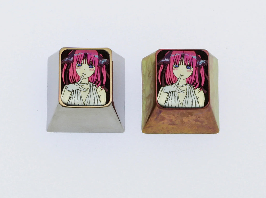 Nakano Nino， Colorful titanium alloy carved personalized keycaps, mechanical keyboard decorative keycaps.