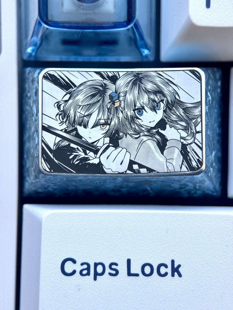 BOCCHI THE ROCK! Theme: 1.5U Gotoh Hitori, Yamada Ryo precision carved titanium alloy personalized keycaps, game anime mechanical keyboard decorative keycaps.