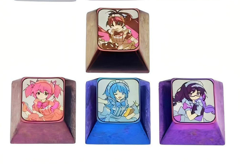 Puella Magi Madoka Magica Titanium Alloy, Direction Key Combination Set, Anime Game Character Surrounding Metal Carving Personalized Keycaps