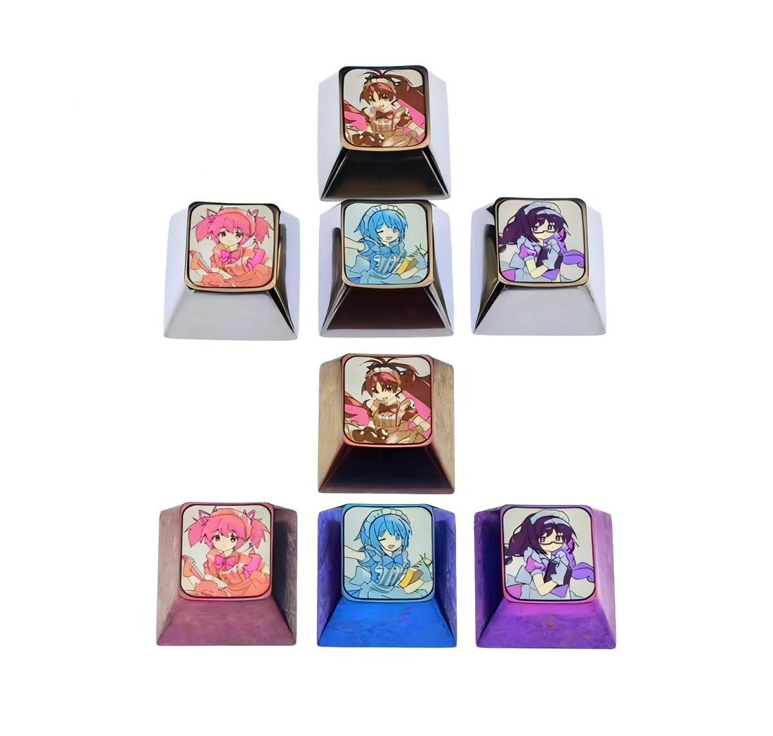 Puella Magi Madoka Magica Titanium Alloy, Direction Key Combination Set, Anime Game Character Surrounding Metal Carving Personalized Keycaps