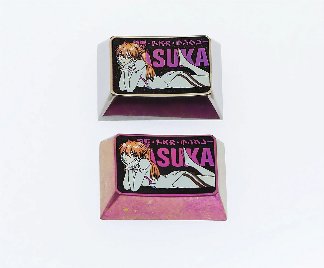 Asuka Langley Soryu,EVA, Titanium alloy color carved keycaps. Mechanical keyboard decorative keycaps