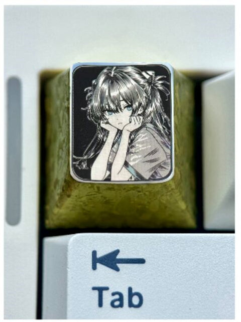 EVA series, Asuka, 1U titanium alloy precision carved keycaps, anime and game culture creative metal carved keycaps