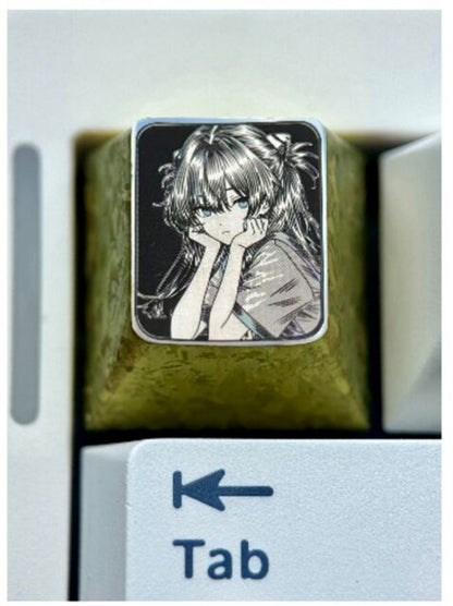 EVA series, Asuka, 1U titanium alloy precision carved keycaps, anime and game culture creative metal carved keycaps