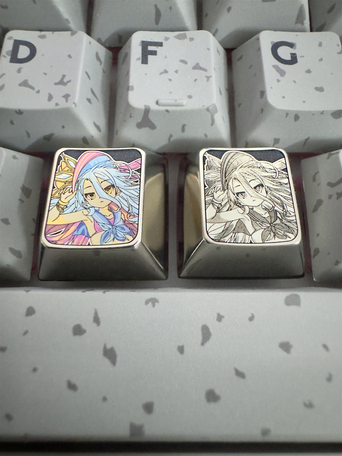 NO GAME NO LIFE， Titanium alloy carved metal personalized keycaps, mechanical keyboard decorative keycaps