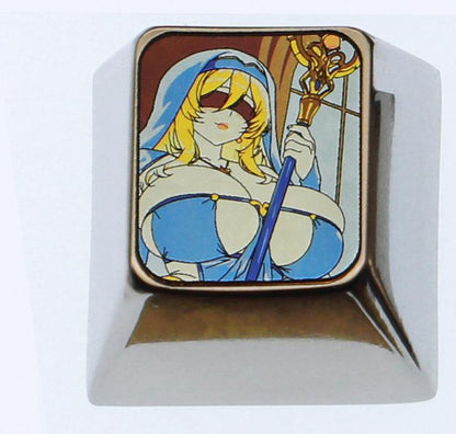 Anime game character swimsuit collection, 1U titanium alloy personalized keycap height optional, metal carving decoration creative keycap