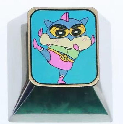 Crayon Shin chan Theme 1U Titanium Alloy Personalized Keycaps, Mechanical Keyboard Decorative Keycaps, Anime Game Creative Culture Peripheral Products Keycaps