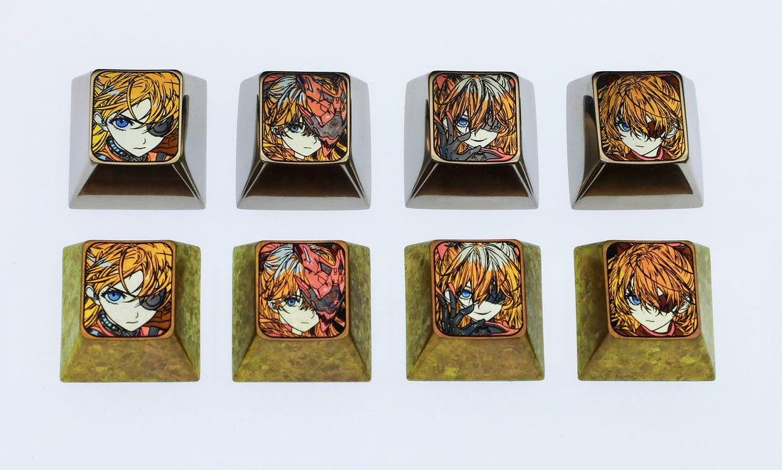 EVA,  Asuka eye mask, 1U titanium alloy personalized keycap, Directional key set,metal carved anime character decoration keycap
