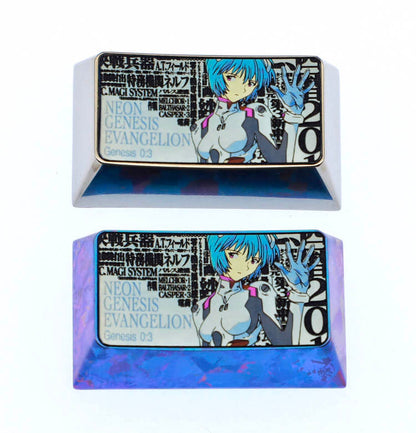 EVA, Ayanami Rei, 1.75U titanium alloy metal carved personalized keycaps, anime, gaming, cultural decoration, mechanical keyboard keycaps