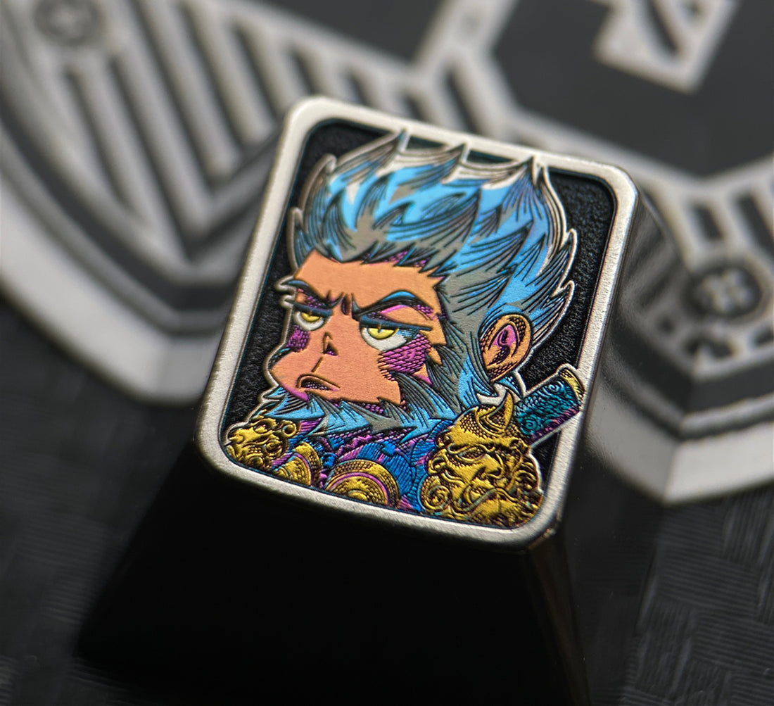 Q-version Black Myth: Wukong, colored titanium alloy keycaps, mechanical keyboard decorative keycaps.
