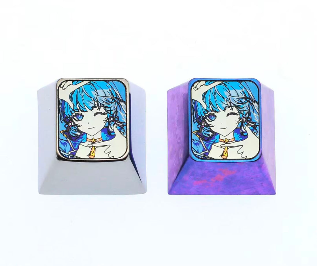 Genshin Impact, Kamisato Ayaka, 1U titanium alloy personalized keycaps, anime and game culture creative metal carving art keycaps