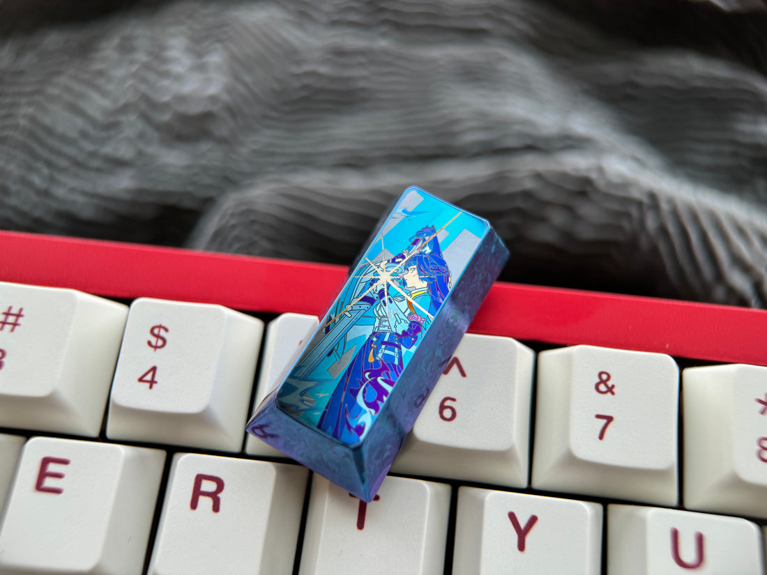 Hoshimi Miyabi, 2U, pad area titanium alloy personalized keycaps, decorative keycaps, keyboard metal keycaps