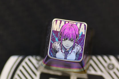 Chainsaw Man， Protagonist group 1U titanium alloy carved personalized keycaps, metal decorative keycaps, anime art keycaps