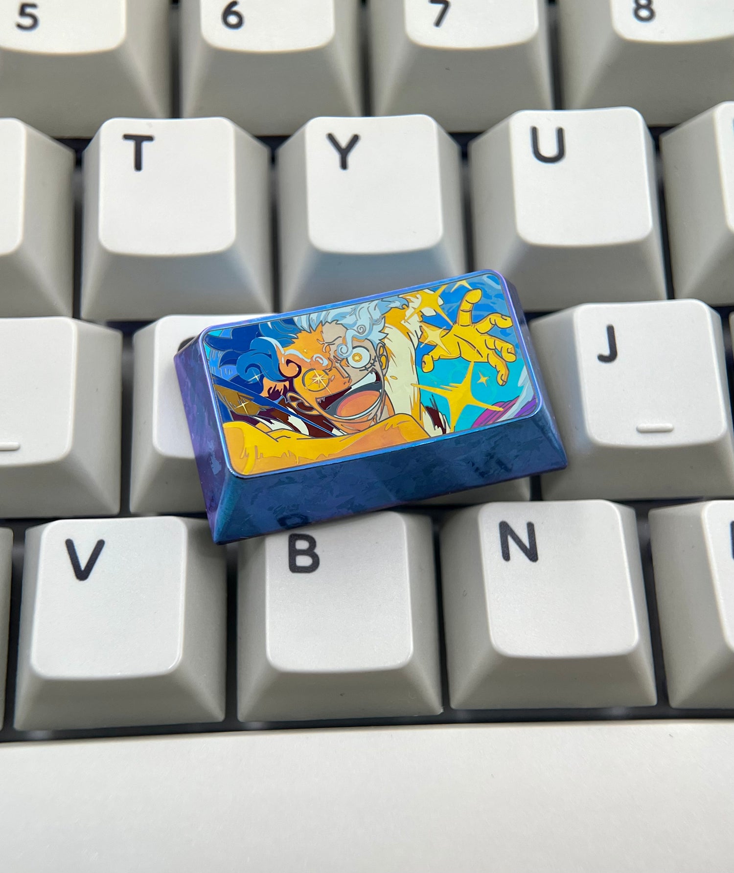 One Piece series, Nika Luffy theme, 1.75u titanium alloy personalized keycaps, anime and game culture creative metal decorative keycaps, mechanical keyboard art keycaps