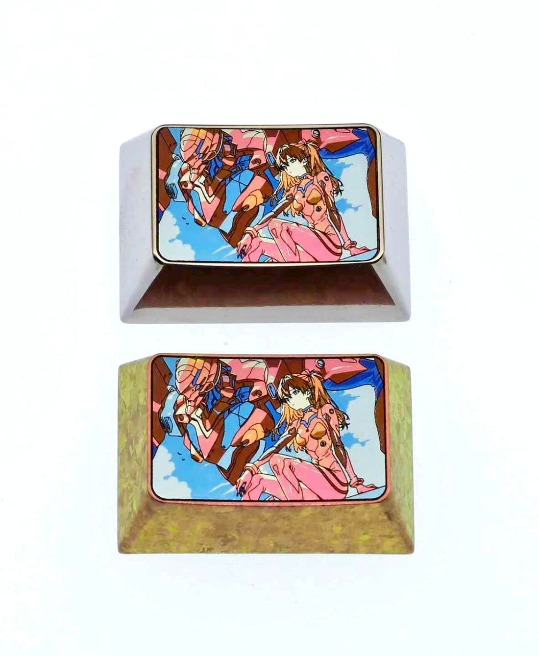 EVA, Asuka+EVANGELION-02 Production Model, 1.5U titanium alloy personalized keycaps, metal carved anime peripheral products.