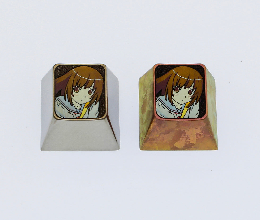 Sengoku Nadeko，Titanium alloy color carved personalized keycaps, keyboard decorative keycaps