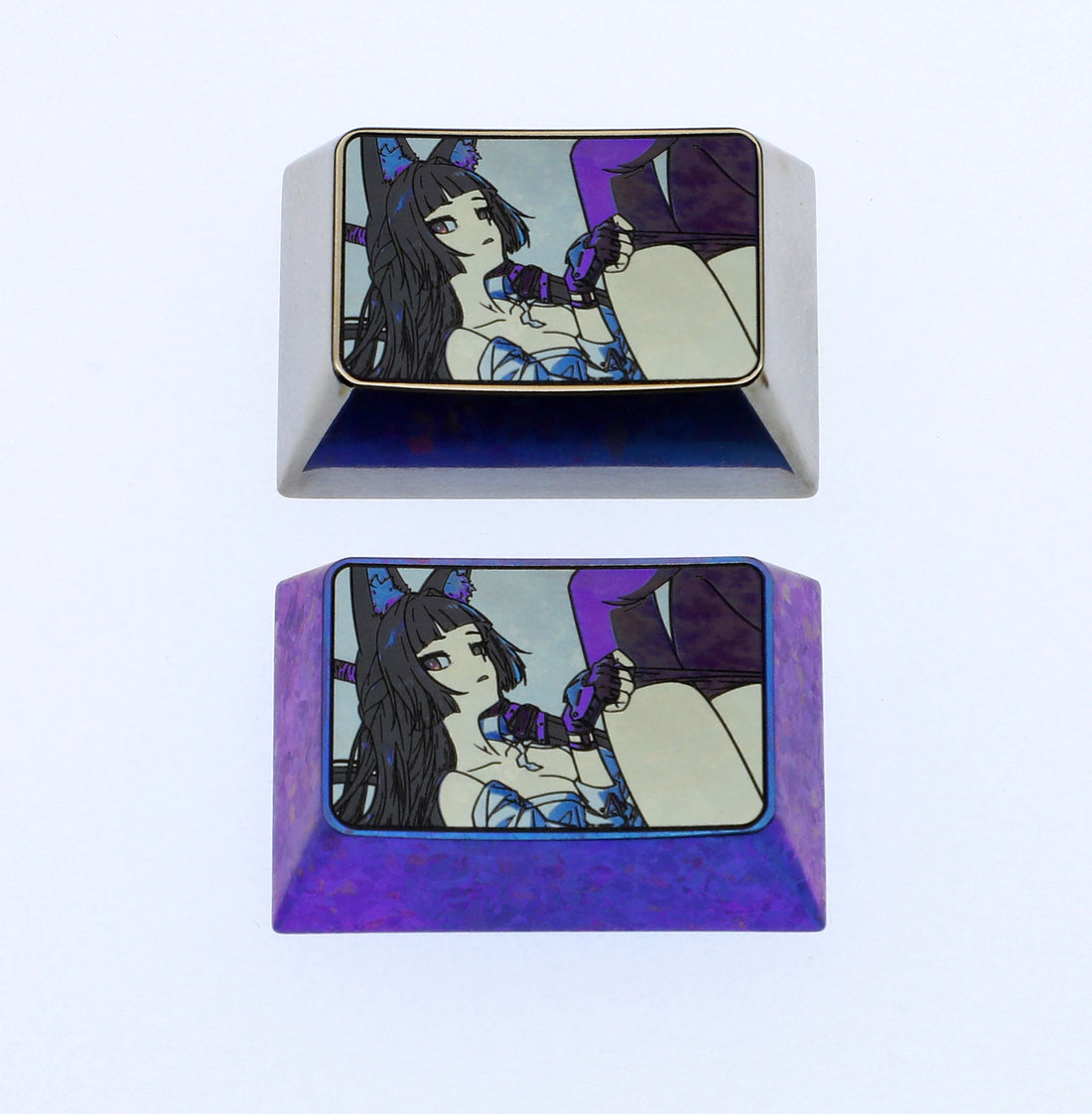 Hoshimi Miyabi, 1.5U titanium alloy personalized keycaps, metal keycaps for anime and game peripheral characters