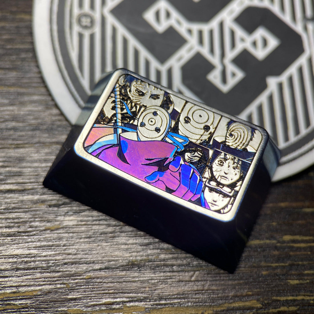 NARUTO - Naluto - Uchiha Obito 1.5U (tab, Ctrl), colored titanium, titanium alloy decorative personalized keycaps.