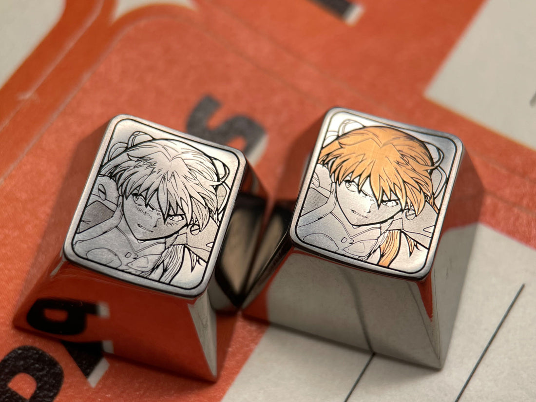 【 EVA 】 Asuka angry expression, 1.25U/1U titanium alloy carved keycaps, personalized keycaps, decorative keycaps