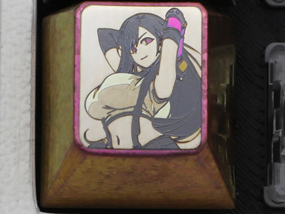 Final Fantasy, Tifa Lockhart keycaps, colored titanium alloy carved keycaps, mechanical keyboard decorative keycaps.