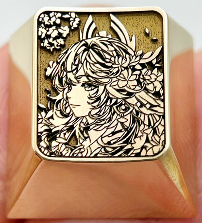 Yae Miko, Raiden Shogun, 1U brass material deep carved personalized keycap.