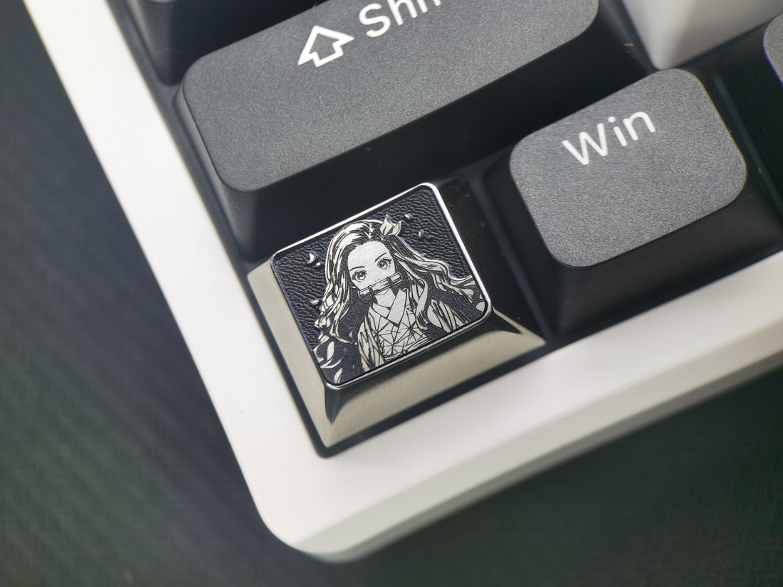 Demon Slayer、Kamado Nezuko, Titanium alloy color carved keycaps. 1.25U mechanical keyboard decorative keycaps
