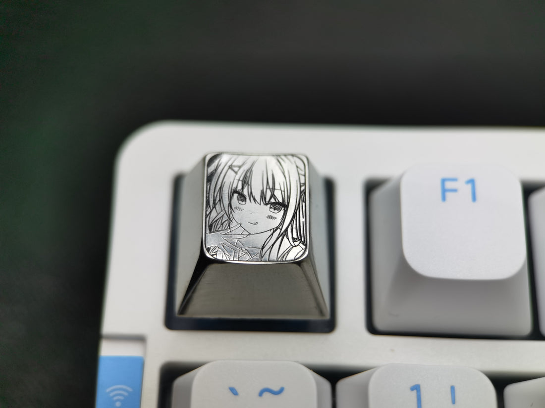 Cute loli plain carving, titanium alloy carving, mechanical keyboard art keycaps.