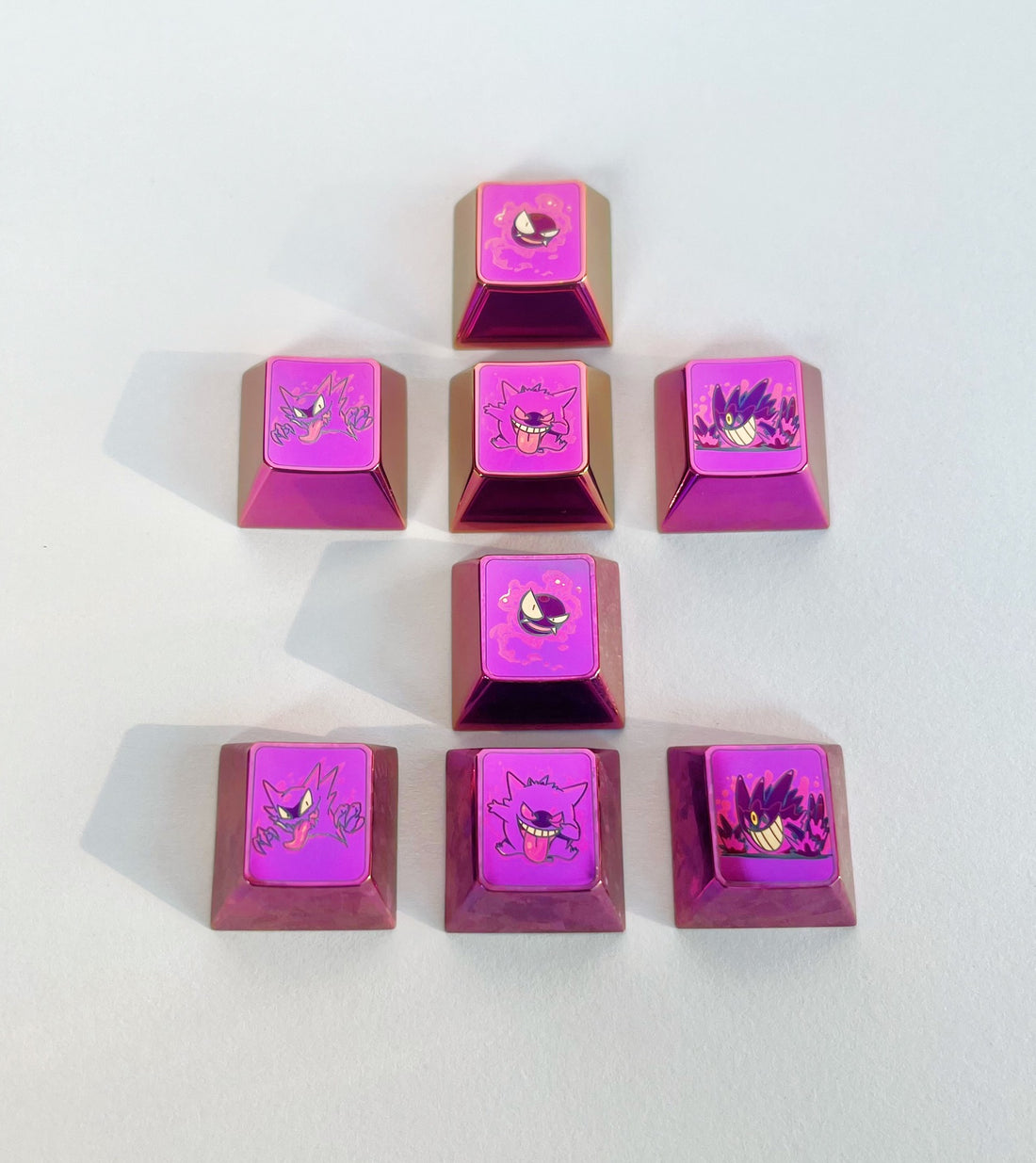 Gengar evolution directional key set, personalized keycap set, metal titanium alloy decorative keycaps.