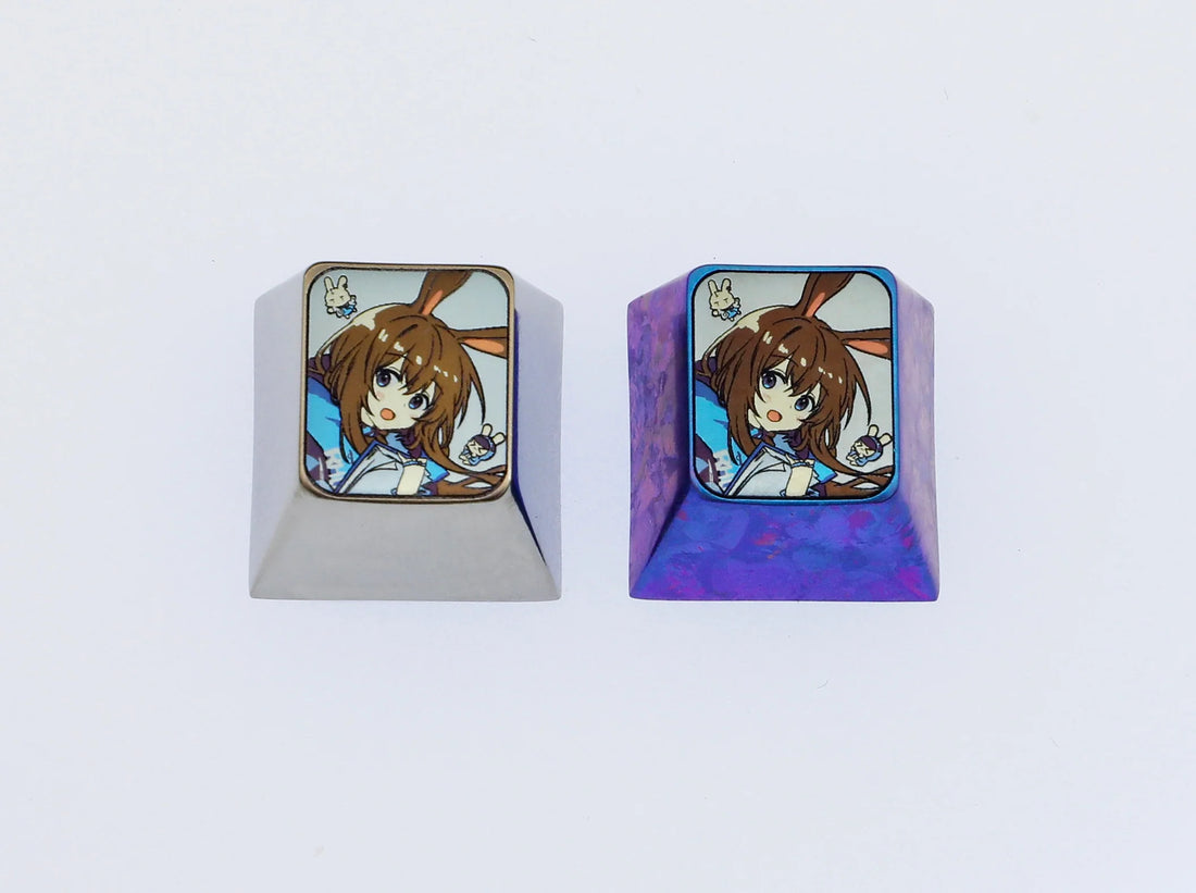 Arknights, Amiya, titanium alloy carved keycaps, personalized keycaps, mechanical keyboard decorative keycaps