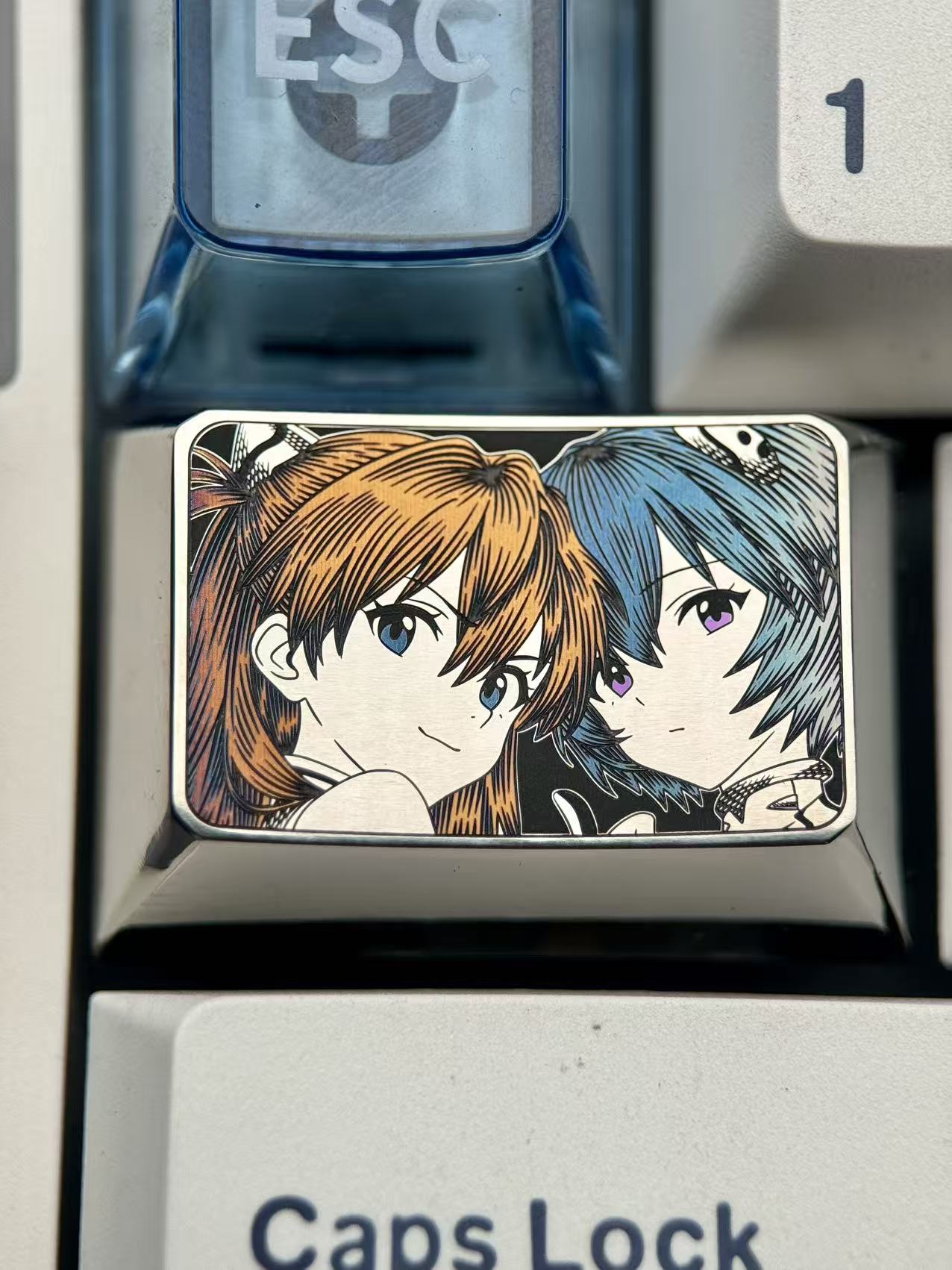 EVA, Asuka, Ayanami Rei, 1.5U titanium alloy personalized keycaps, anime and game cultural creative keycaps