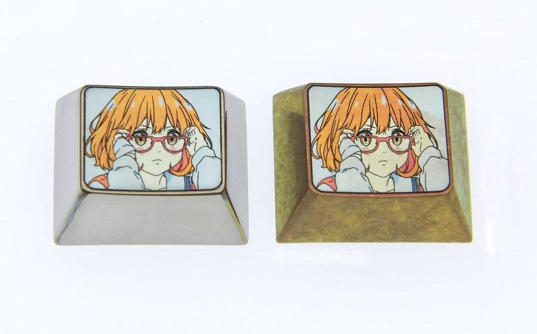 Beyond the Boundary,Kuriyama Mirai。 1.25U titanium alloy personalized keycaps, metal keycaps for anime characters.