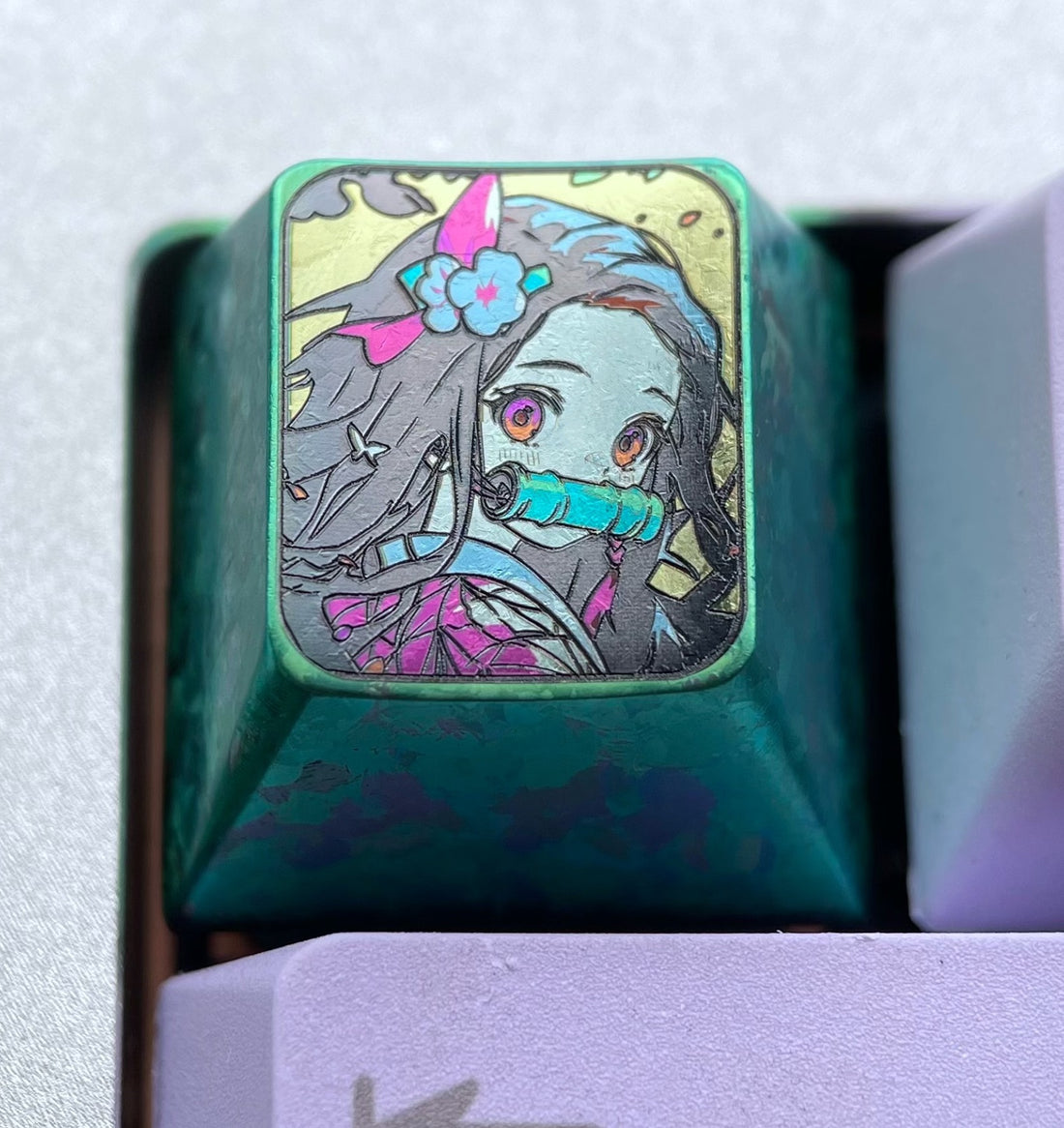 Demon Slayer Blade, Kamado Nezuko, 7-shaped return, 1U (ESC), titanium alloy keycap