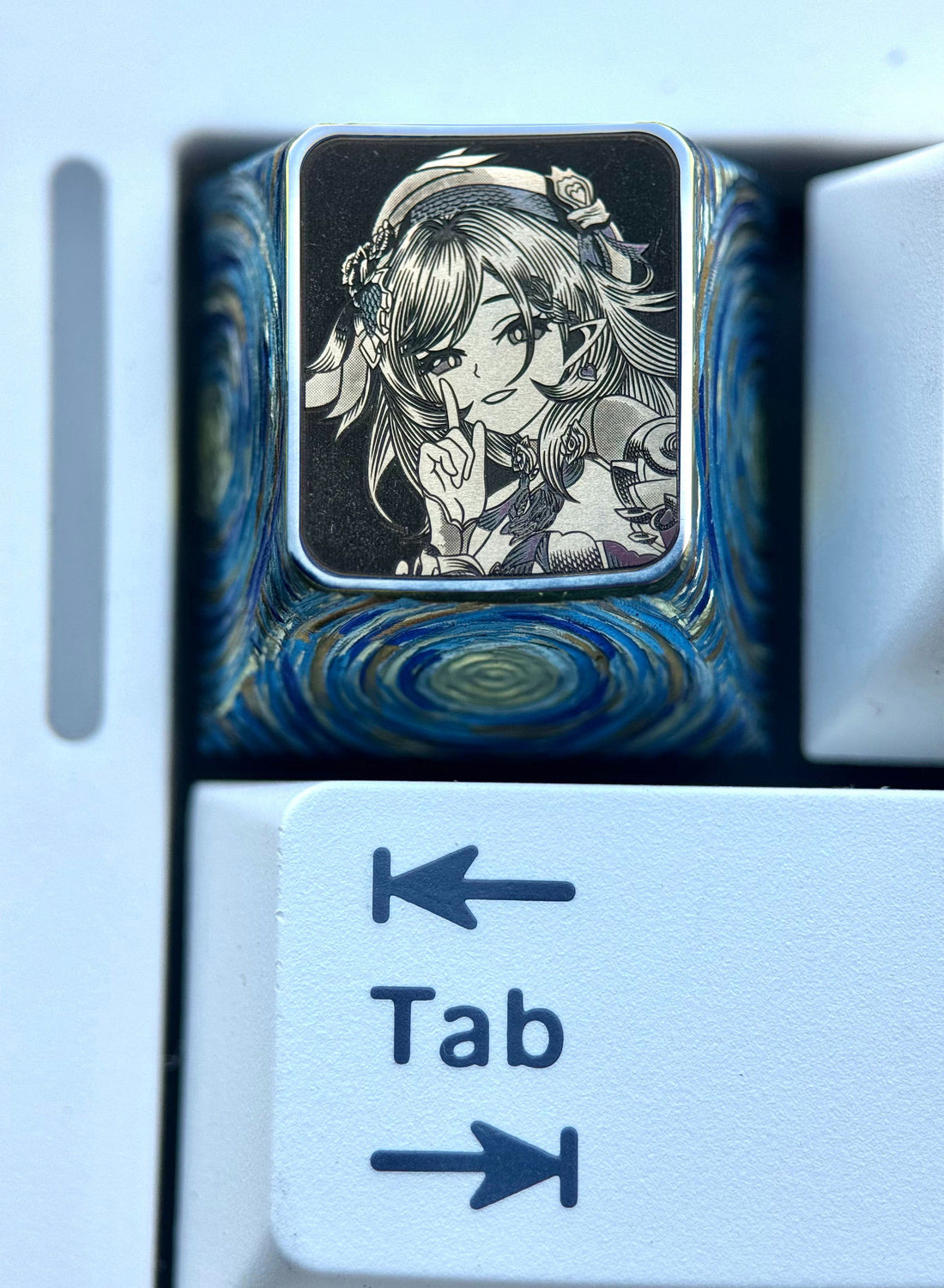 Honkai Impact 3, Elysia, 1U titanium alloy finely carved personalized keycaps, anime and game culture creative metal keycaps
