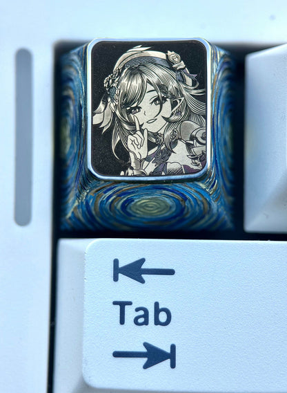 Honkai Impact 3, Elysia, 1U titanium alloy finely carved personalized keycaps, anime and game culture creative metal keycaps