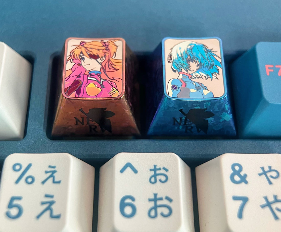 EVA， Asuka, Ayanami Rei, 1.25U/1U titanium alloy personalized keycaps, anime character decorative keycaps