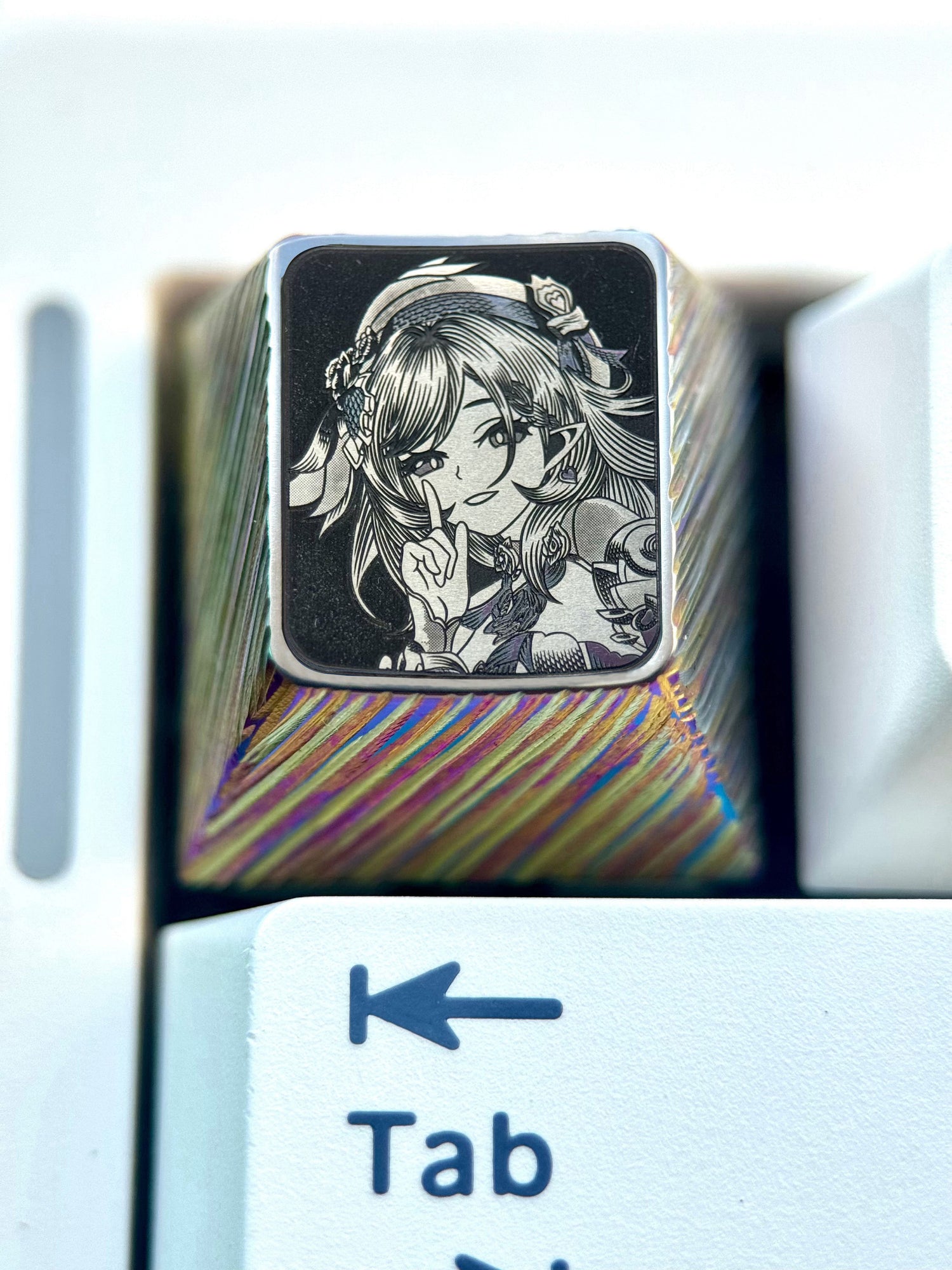 Honkai Impact 3, Elysia, 1U titanium alloy finely carved personalized keycaps, anime and game culture creative metal keycaps