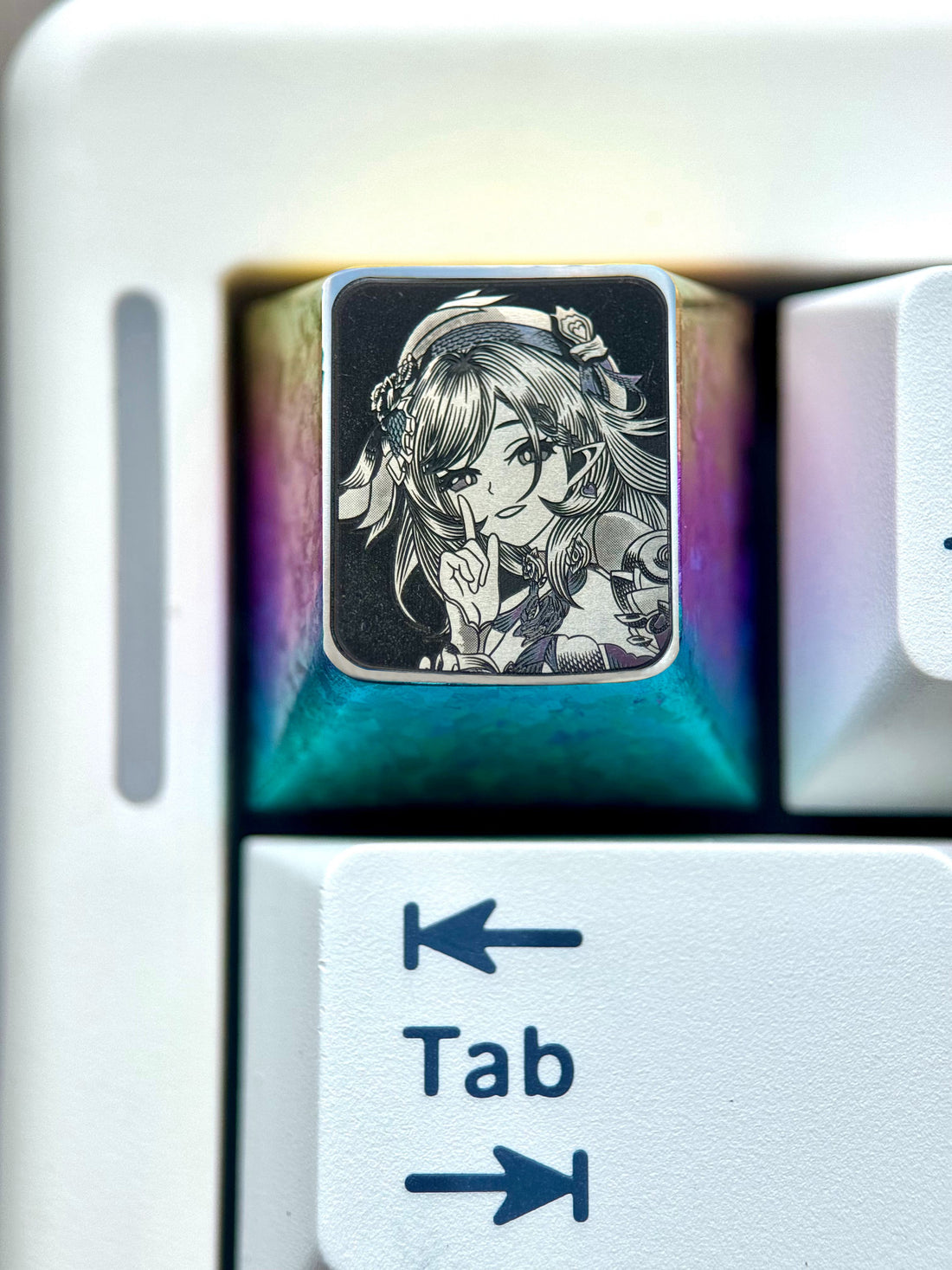 Honkai Impact 3, Elysia, 1U titanium alloy finely carved personalized keycaps, anime and game culture creative metal keycaps