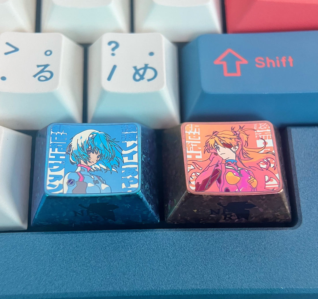 EVA， Asuka, Ayanami Rei, 1.25U/1U titanium alloy personalized keycaps, anime character decorative keycaps
