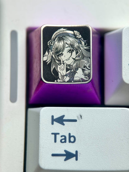 Honkai Impact 3, Elysia, 1U titanium alloy finely carved personalized keycaps, anime and game culture creative metal keycaps