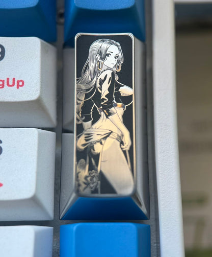 One Piece, Boa·Hancock， Titanium alloy pad with vertical 2U key positions in the digital area, metal carving cultural and creative keycaps for anime and games.