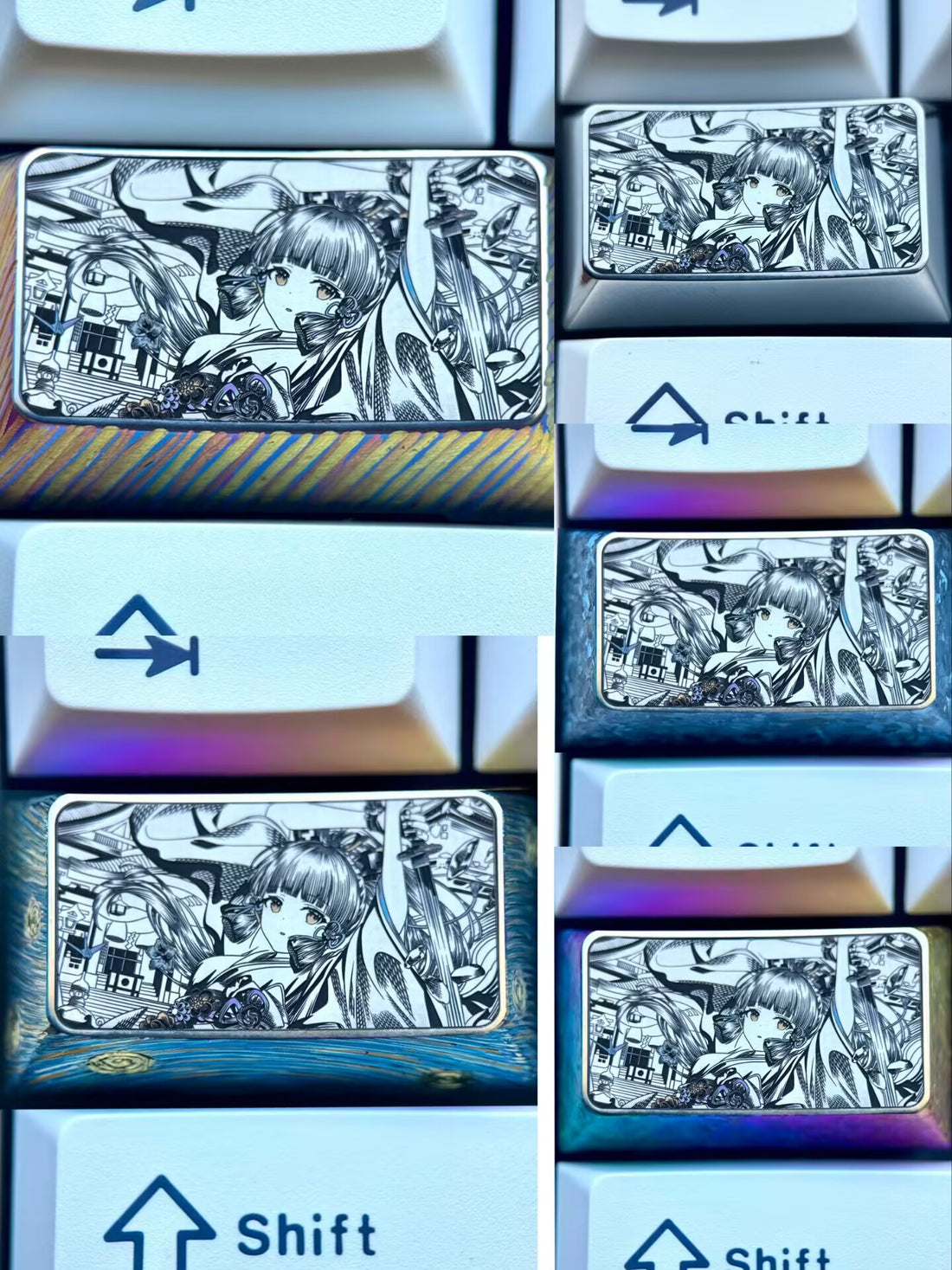 Genshin Impact, Kamisato Ayaka, 1.75U titanium alloy carving, anime and game culture creative metal personalized keycaps.