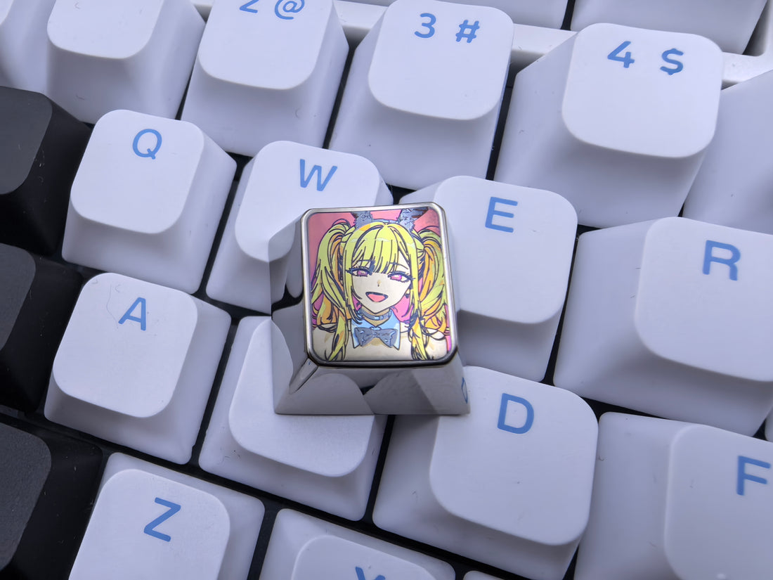 Kitagawa Marin， Titanium alloy personalized keycaps, metal decorative keycaps, anime female lead artistic keycaps