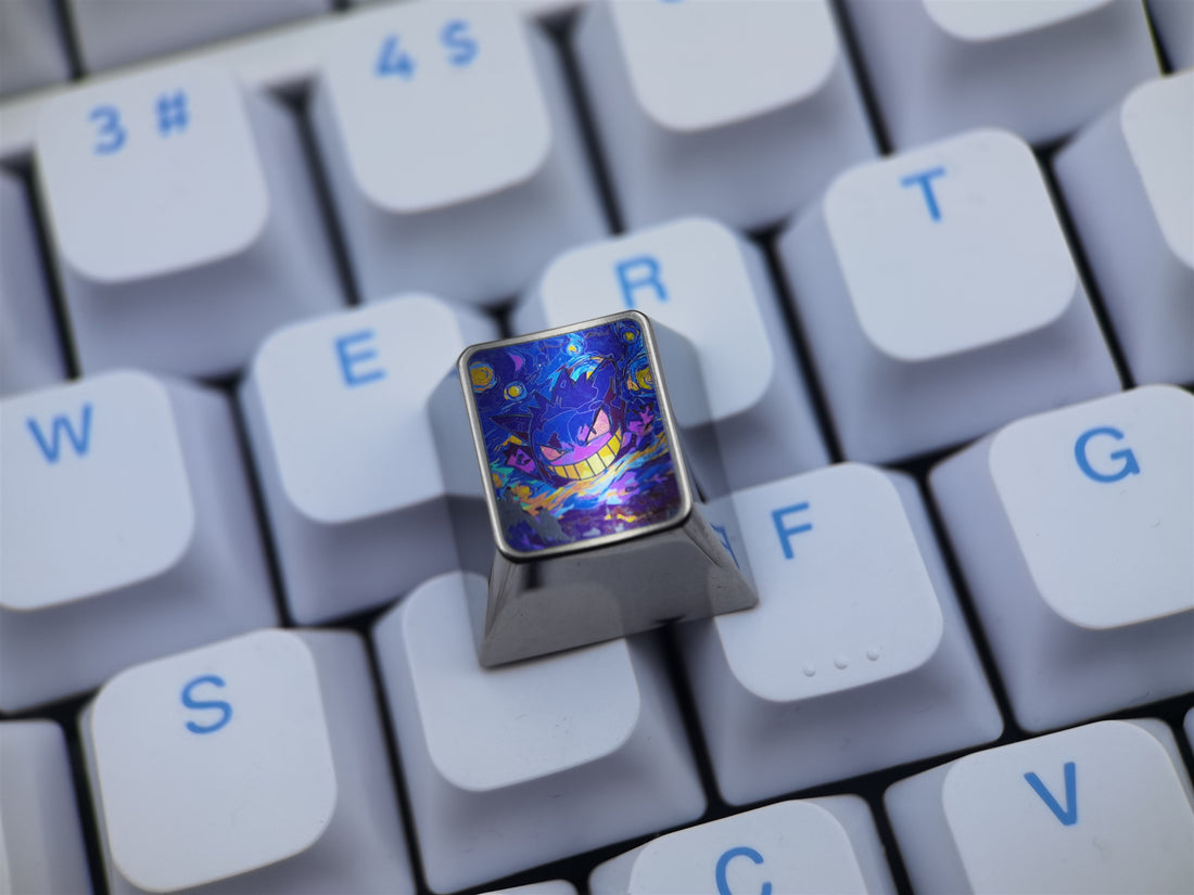 Starry Night Gengar, 1U titanium alloy personalized keycaps, metal keycaps, mechanical keyboard decorative keycaps
