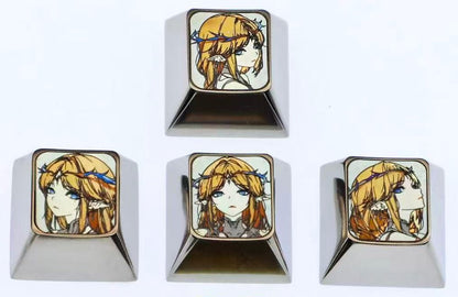 Wuthering Waves theme, titanium alloy personalized keycaps for directional key sets, game anime mechanical keyboard decorative keycaps.