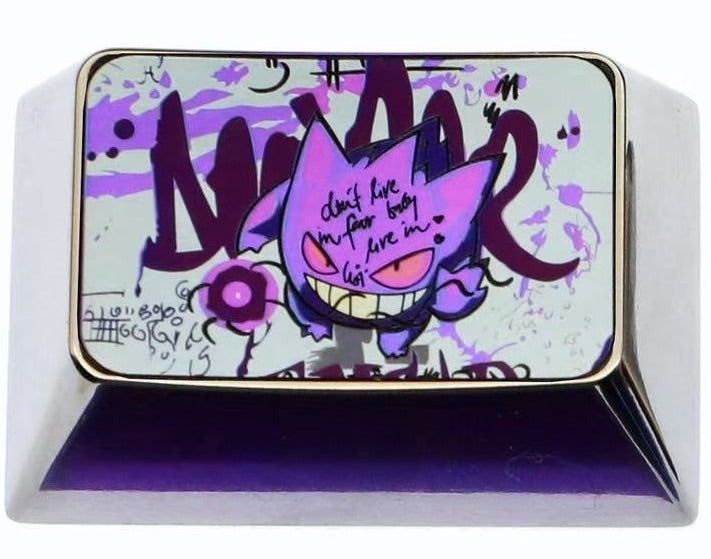 Pok é mon, 1.5U titanium alloy gengar, metal carved art keycaps for anime and gaming peripherals