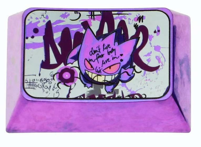 Pok é mon, 1.5U titanium alloy gengar, metal carved art keycaps for anime and gaming peripherals