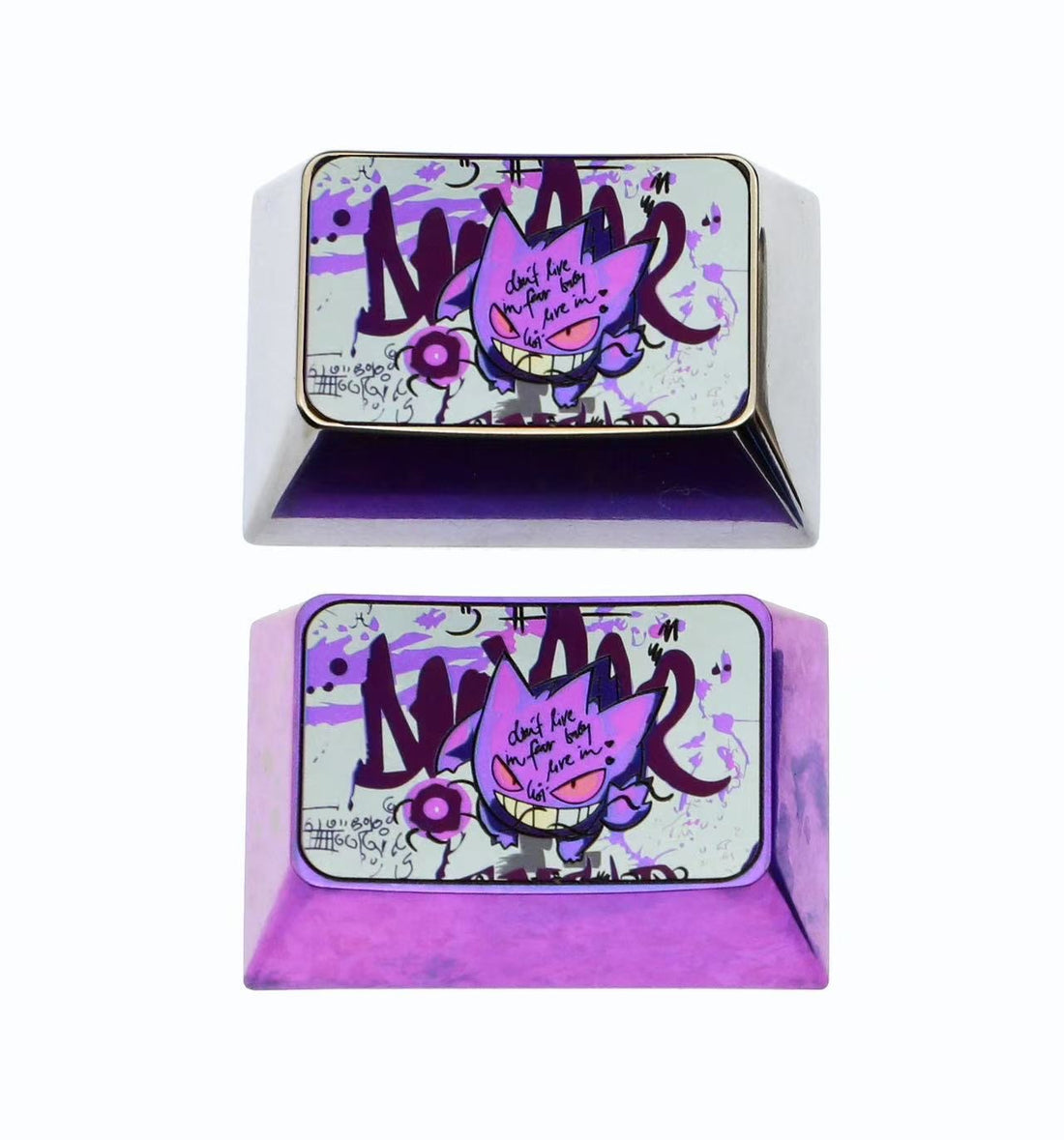Pok é mon, 1.5U titanium alloy gengar, metal carved art keycaps for anime and gaming peripherals