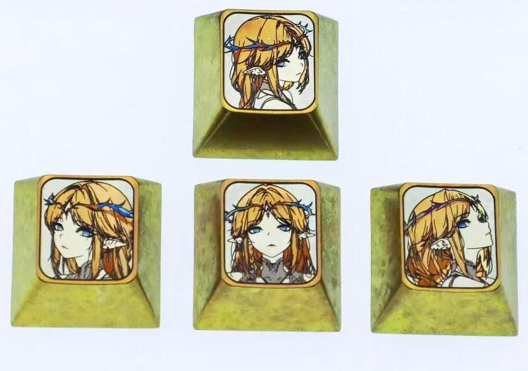 Wuthering Waves theme, titanium alloy personalized keycaps for directional key sets, game anime mechanical keyboard decorative keycaps.